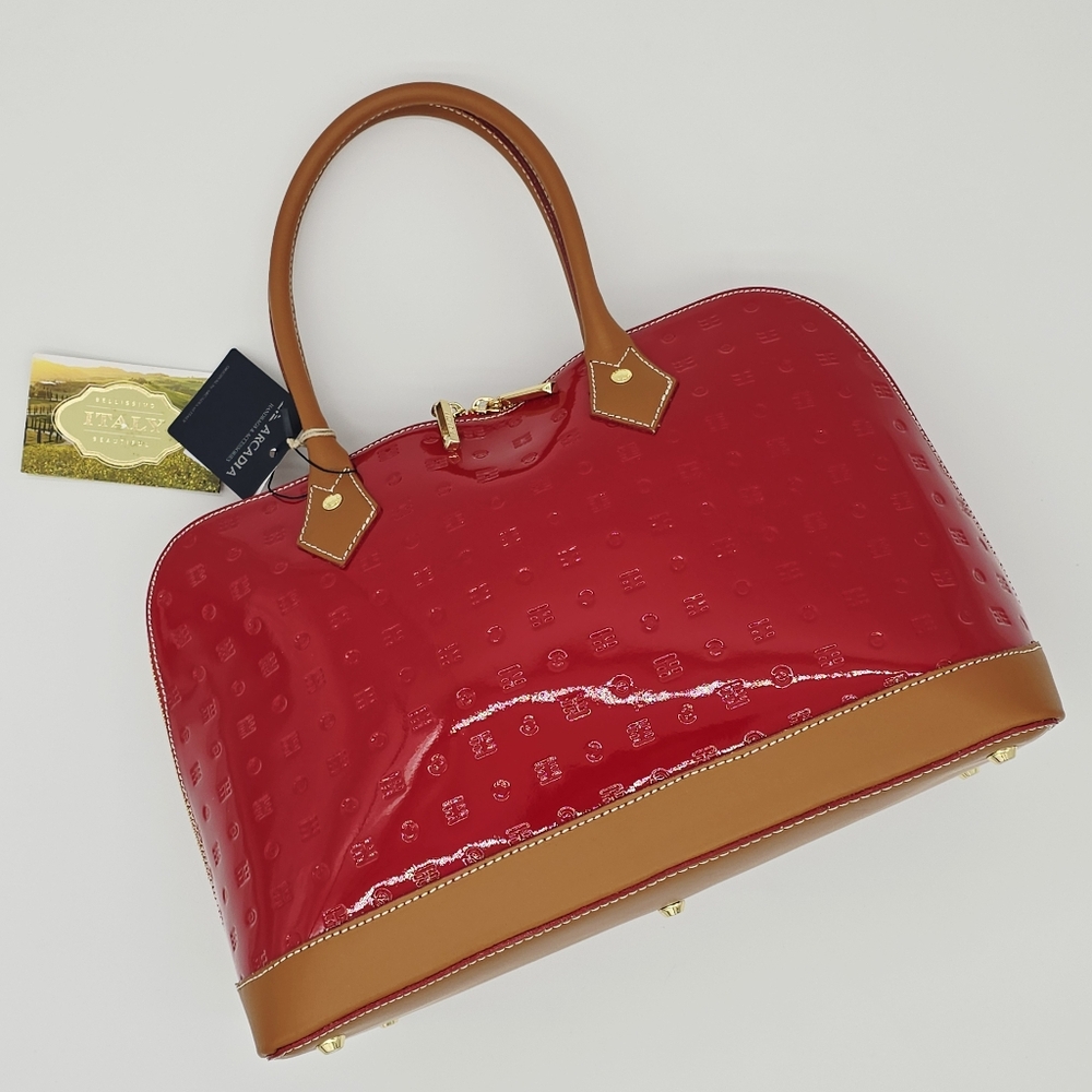 Arcadia Dome Satchel Tote with Vacchetta Detail
